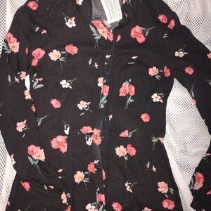 Divided Floral Black Button-Up Dress